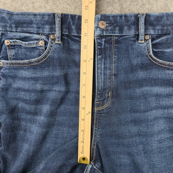 American Eagle Jeans Womens Sz 16 Curvy Super High Rise Flare Stretch Dark Wash - Picture 8 of 12